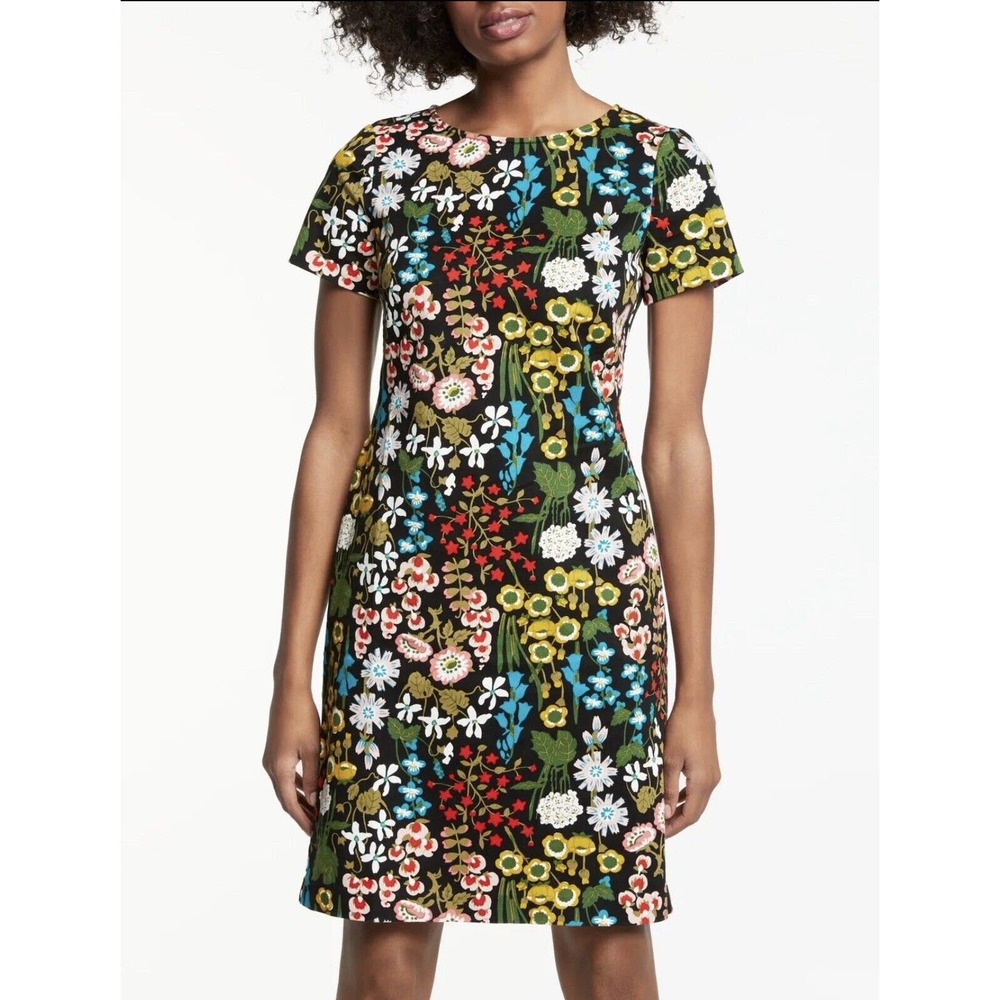 Boden Carina forest dress black multi Color Flower UK 12 US 8